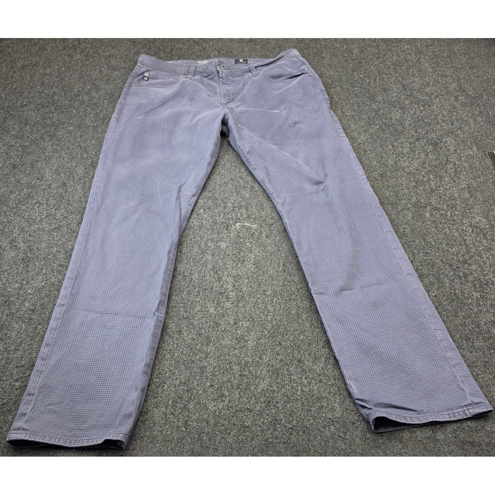 AG Adriano Goldschmied Pants Mens 36 Grey Blue The Graduate Slim Straight Check